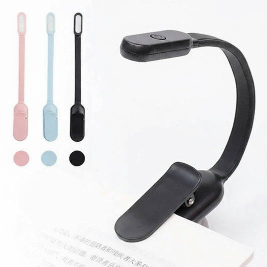 Mini LED Book Night 3 Brightness Adjustable USB Rechargeable Clip-On Study Reading Lamp for Travel Bedroom Dormitory Reading