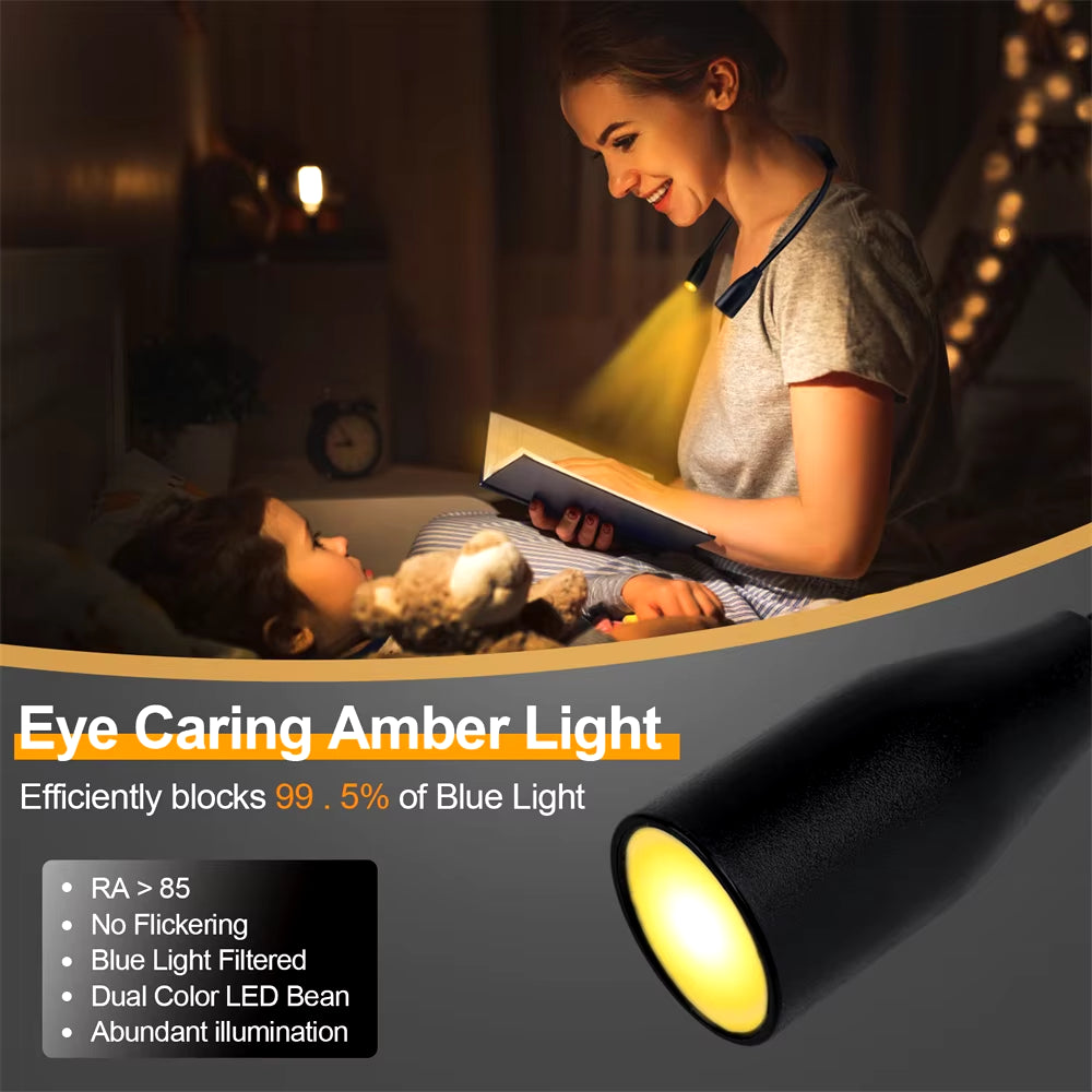 LED Reading Neck Light Usb Rechargeable Book Lamp 360° Flexible Arm Reading Book Light Read Neck Lamp Study Reading Night Light
