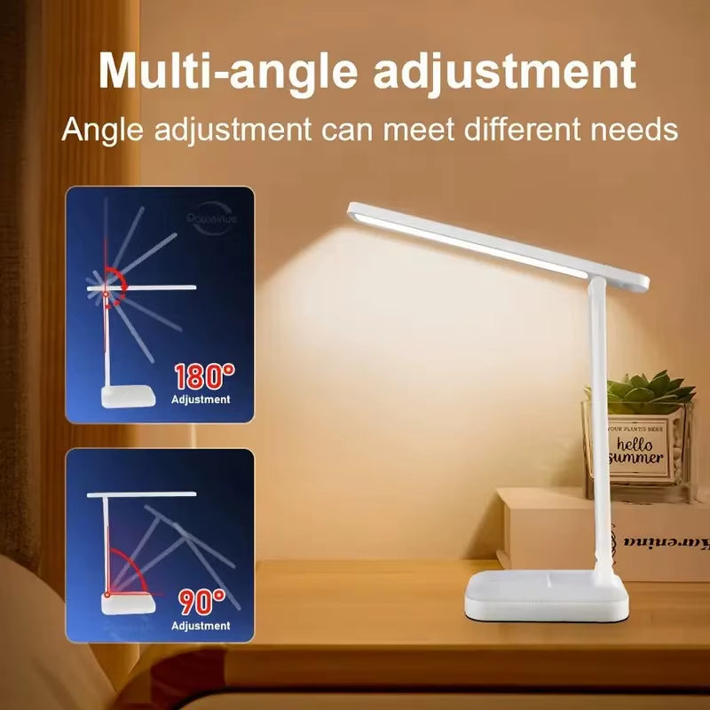 Foldable Eye Protection Desk Lamp, Touch Control 3-Level Dimming & Color Temperature, USB Rechargeable Reading Light for Study