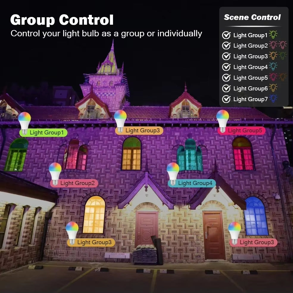 "Ampoule LED Connectée RGB WiFi Dimmable Compatible Alexa Google Home Culots E27 E14 GU10 B22"