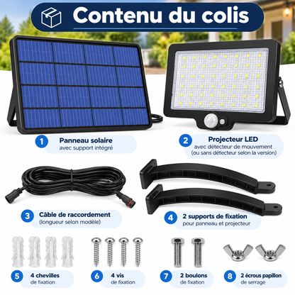 Projecteur solaire extérieur 48 LED – Avec ou sans détecteur de mouvement