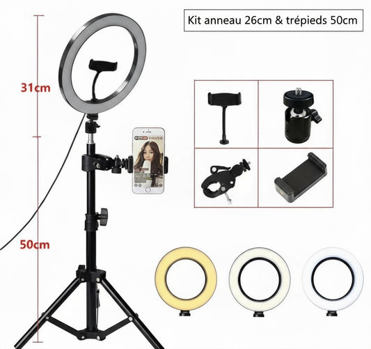 10Cm/26Cm Selfie Ring Light Youtube Video Live Photography Dimmable LED Photo Studio Light Tripod for Iphone Xiaomi Canon Nikon