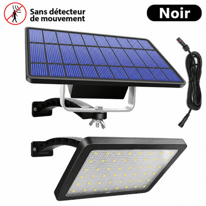 Projecteur solaire noir sans détecteur, panneau séparé et câble