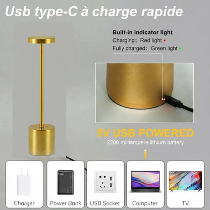 Simple Touch Sensor LED Table Lamp Rechargeable Desk Lamp 3Colors Adjustable Bedside Creative Ambient Light Bar Room Decor Light