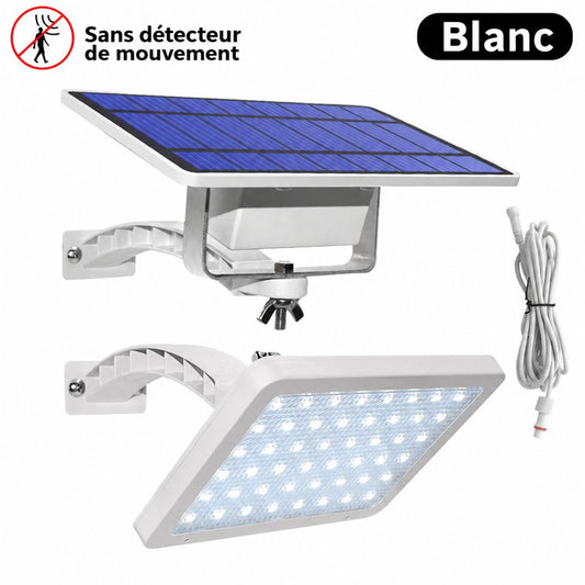 Projecteur solaire blanc sans détecteur, avec panneau séparé et câble de liaison