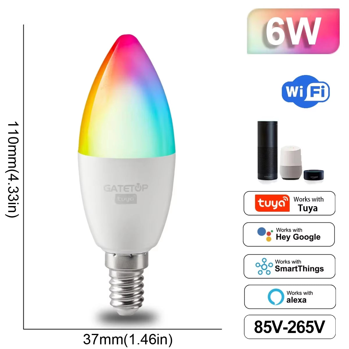 "Ampoule LED Connectée RGB WiFi Dimmable Compatible Alexa Google Home Culots E27 E14 GU10 B22"
