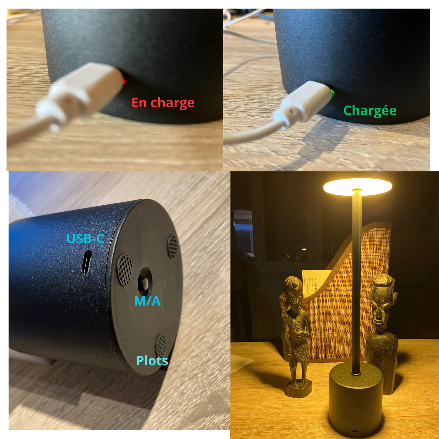Lampe de Table LED Sans Fil Rechargeable - 3 Températures - Style Nordique