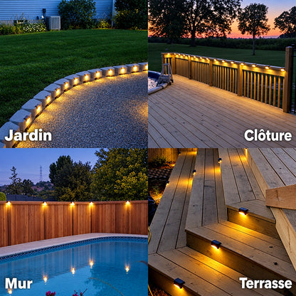 Lampes solaires LED pour jardin, clôture, mur et terrasse extérieure