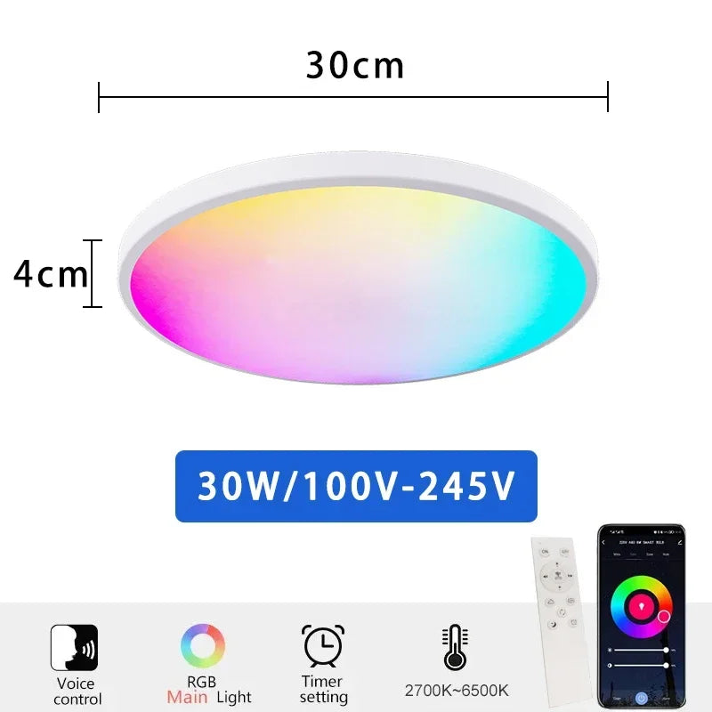 Smart LED Ceiling Lamp Tuya Wifi Dimmable Circular Home Lamp Alexa Voice Control Application Google Living Room Bedroom Lighting