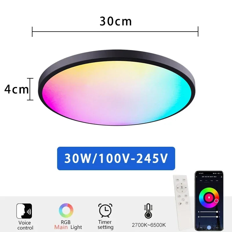Smart LED Ceiling Lamp Tuya Wifi Dimmable Circular Home Lamp Alexa Voice Control Application Google Living Room Bedroom Lighting