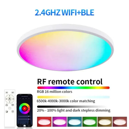 Plafonnier LED Intelligent WiFi Tuya - Variateur RGB Alexa Google Home - Lampe Connectée Circulaire Salon Chambre