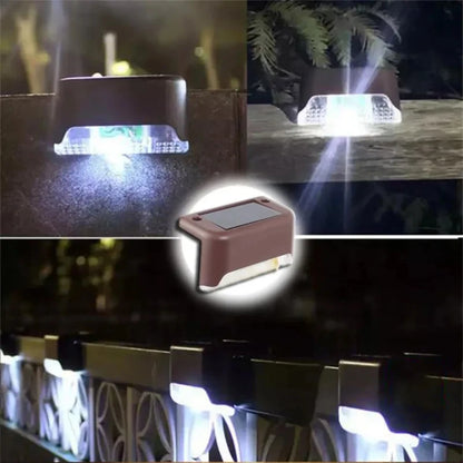 Lampe solaire LED extérieure brune avec lumière blanche