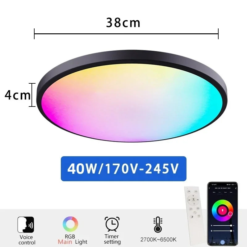 Smart LED Ceiling Lamp Tuya Wifi Dimmable Circular Home Lamp Alexa Voice Control Application Google Living Room Bedroom Lighting