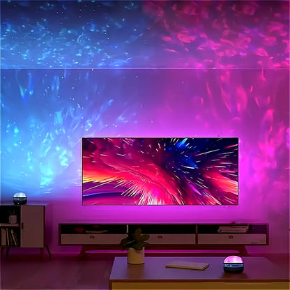 LED Water Ripple Projector Light Atmosphere Rotating Projection Lamp with Remote Control 7 Color for Home Christmas Halloween