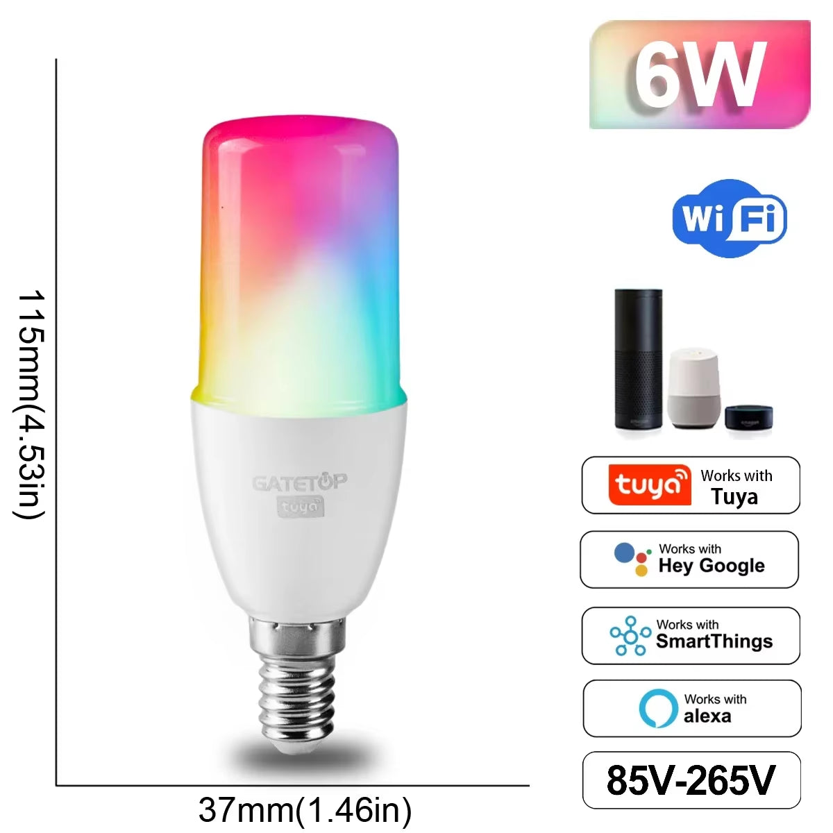 "Ampoule LED Connectée RGB WiFi Dimmable Compatible Alexa Google Home Culots E27 E14 GU10 B22"