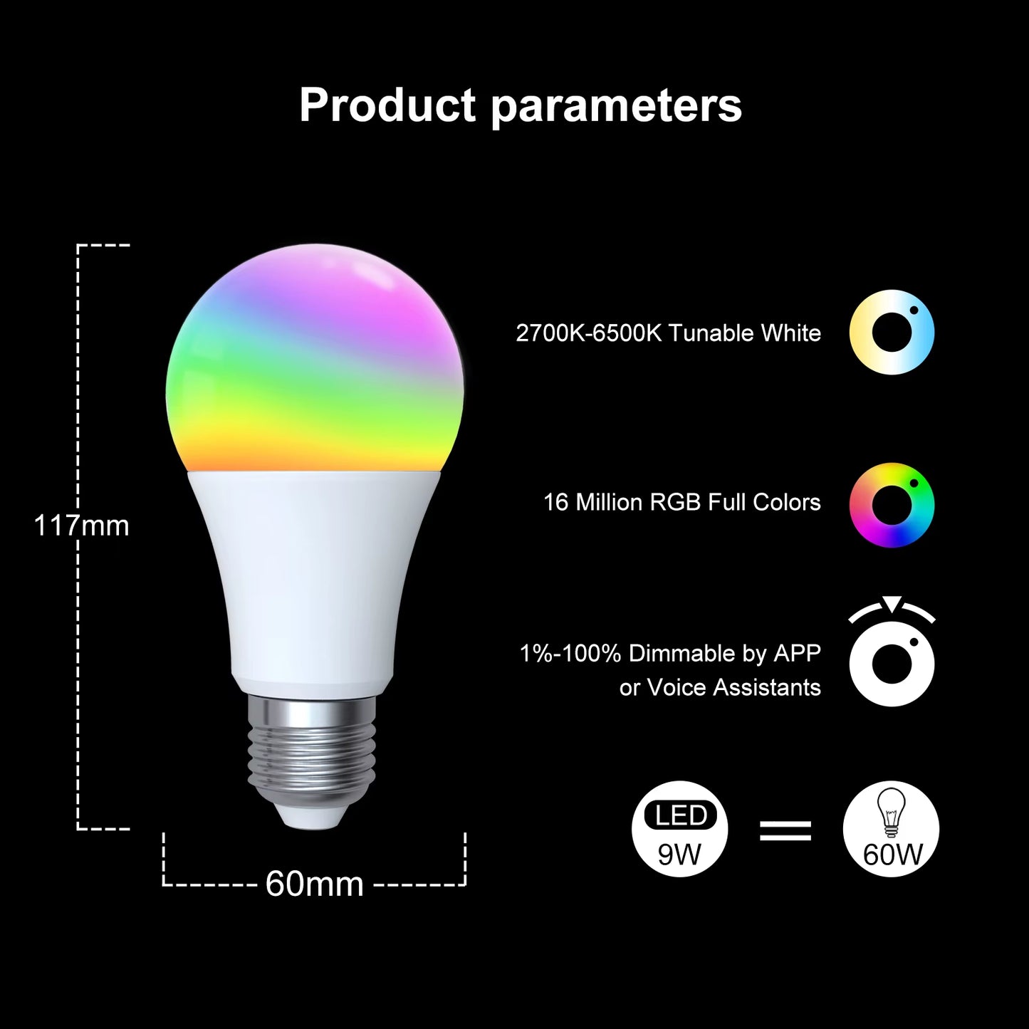 MOES Zigbee Smart LED Light Bulb Tuya E27 Dimmable RGB Lamp 806Lm Smart Life APP Remote Control Alexa Google Voice 9W 90-250V