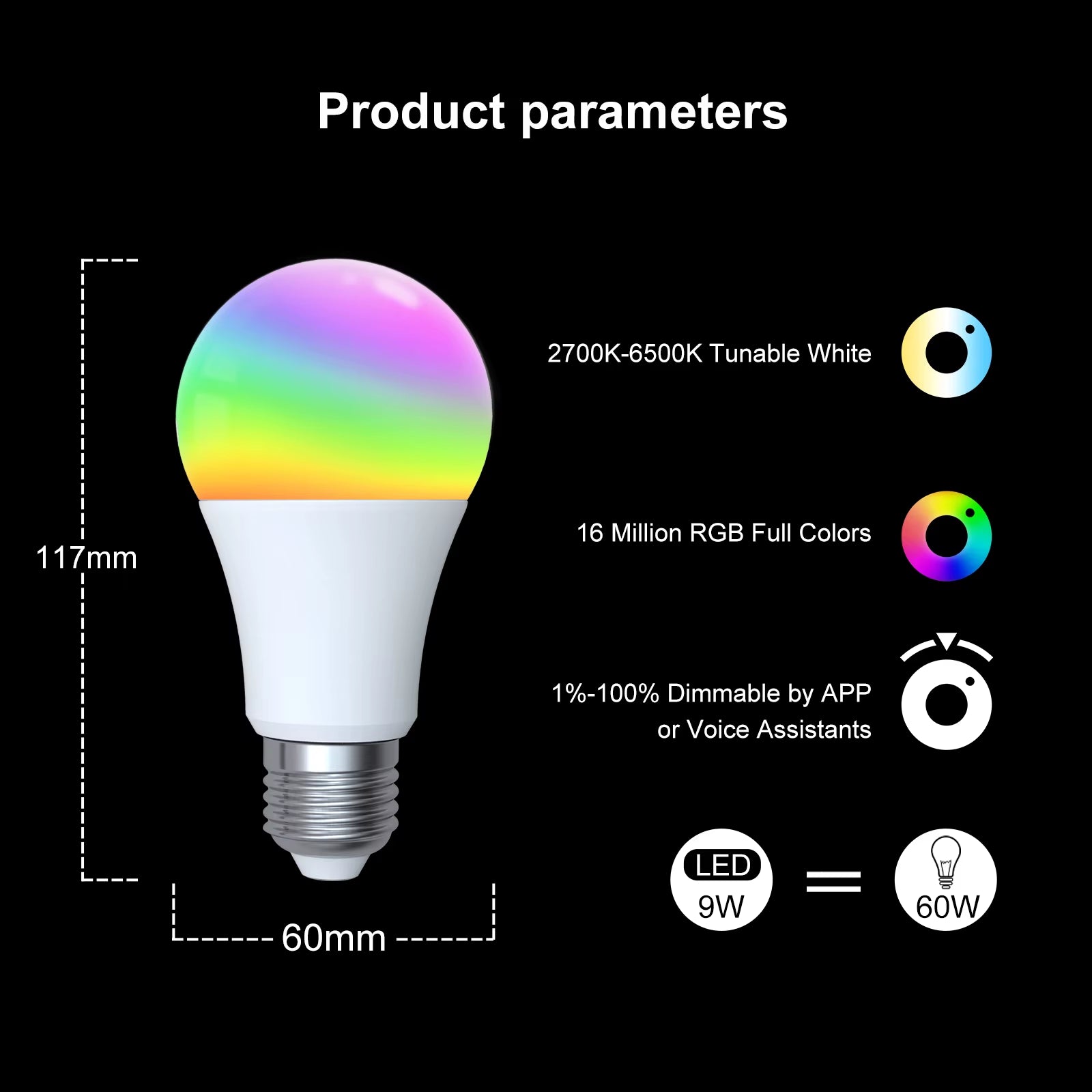 MOES Zigbee Smart LED Light Bulb Tuya E27 Dimmable RGB Lamp 806Lm Smart Life APP Remote Control Alexa Google Voice 9W 90-250V