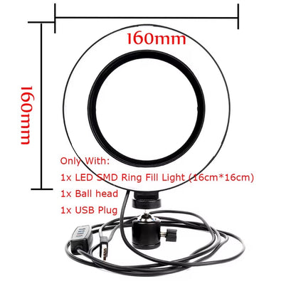 10Cm/26Cm Selfie Ring Light Youtube Video Live Photography Dimmable LED Photo Studio Light Tripod for Iphone Xiaomi Canon Nikon