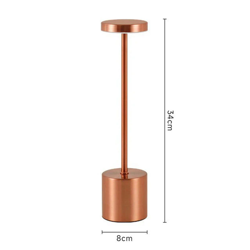 3 Colors Rechargeable Alloy Cordless LED Table Lamp Touch Switch Night Light Nordic Style Home Bar Restaurant Ambiance Desk Lamp