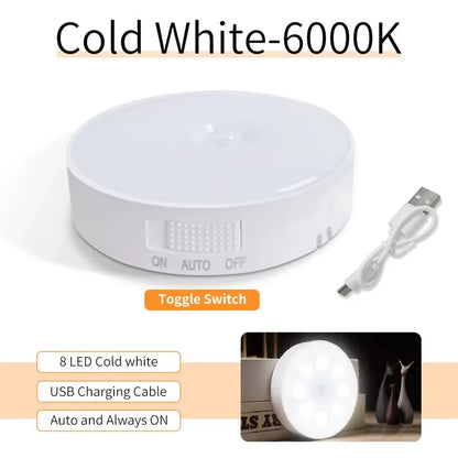 PIR Motion Sensor LED Night Light USB Rechargeable Bedroom Night Lamp Kitchen Cabinet Wardrobe Lamp Stairs Hallway Closet Lights