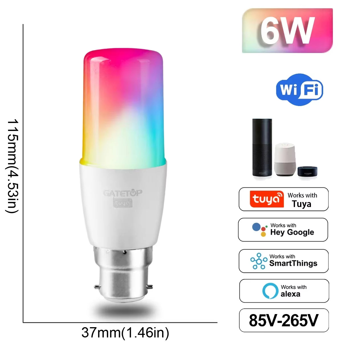 "Ampoule LED Connectée RGB WiFi Dimmable Compatible Alexa Google Home Culots E27 E14 GU10 B22"