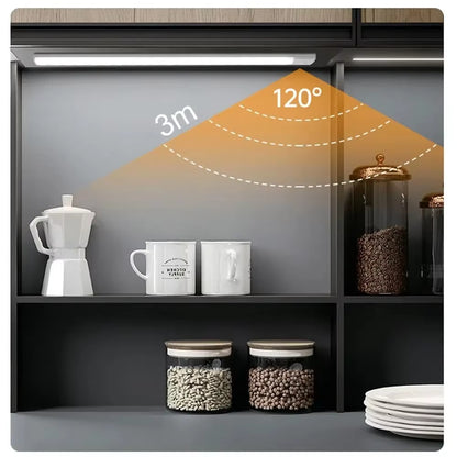 Cabinet Lights Motion Sensor LED Wireless USB under Ultra Thin Night Light for Kitchen Cabinet Bedroom Wardrobe Indoor Lighting