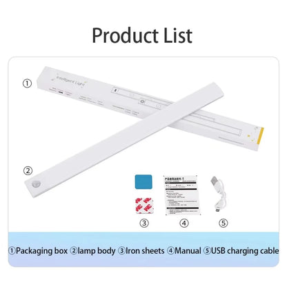 Cabinet Lights Motion Sensor LED Wireless USB under Ultra Thin Night Light for Kitchen Cabinet Bedroom Wardrobe Indoor Lighting