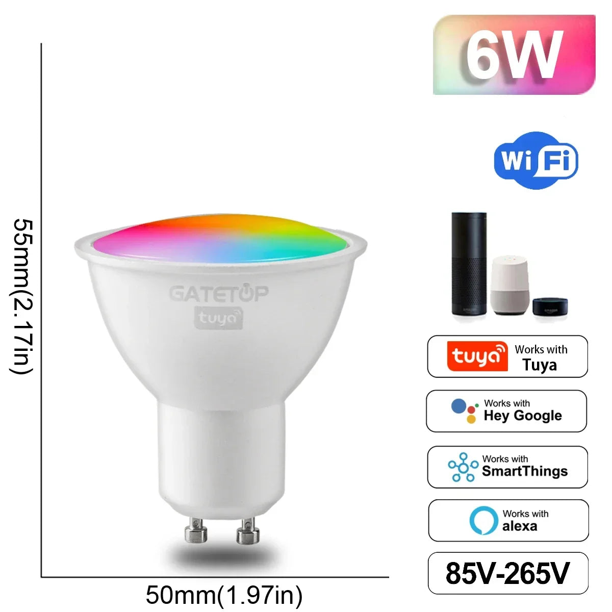 "Ampoule LED Connectée RGB WiFi Dimmable Compatible Alexa Google Home Culots E27 E14 GU10 B22"