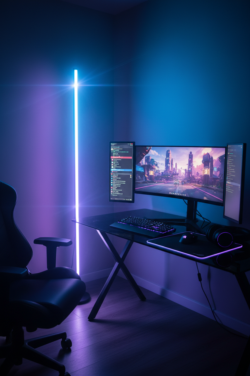 Lumivara Gaming Setup Blue Purple