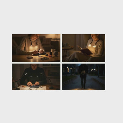 Lampe de Lecture LED pour Cou Rechargeable USB - 3 Couleurs et 9 Intensités - Bras Flexibles